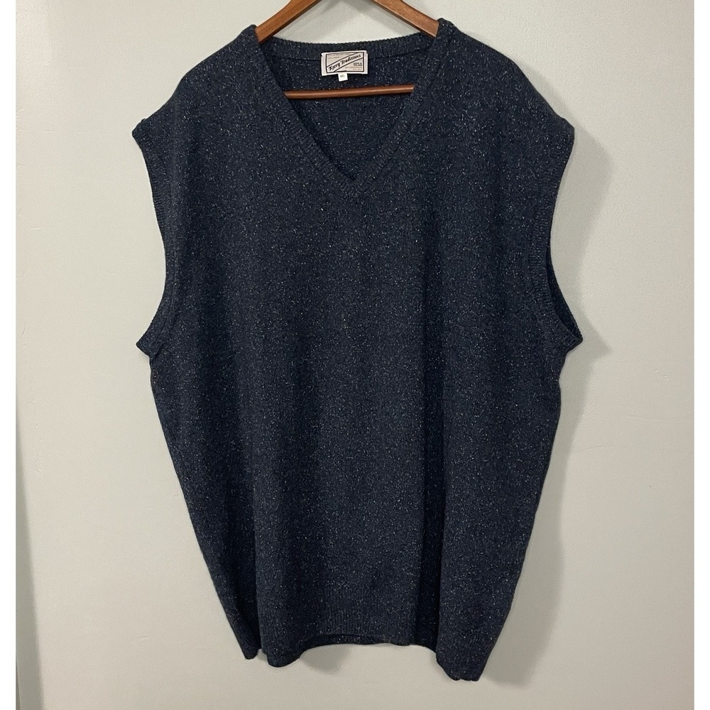 Kerry Traditions Irish Wool Silk Blend Men's‎ Knit Vest Size 4XL Blue Pullover